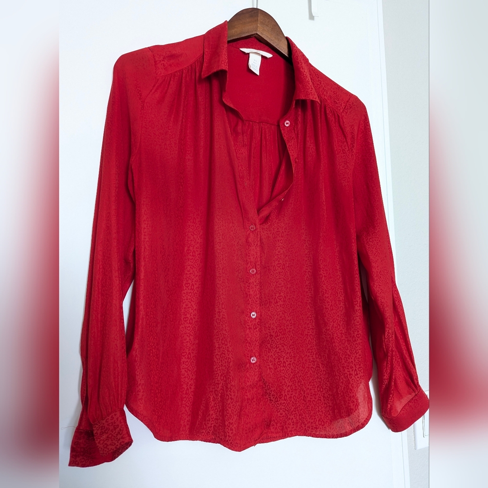 H&M Vibrant Red Button Down Shirt